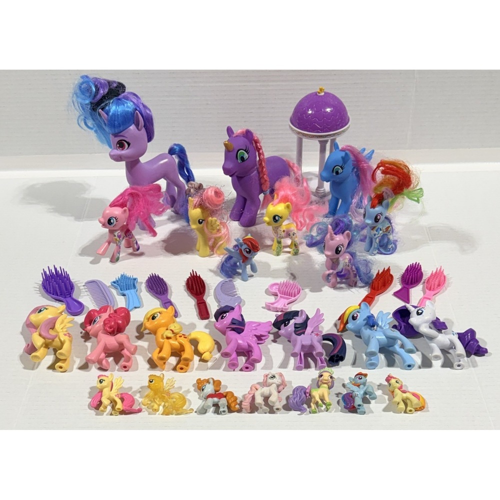 HASBRO My Little Pony Lot‎ Of 21 Ponies -2 Misc - Brushable 10 Brushes/Combs PVC